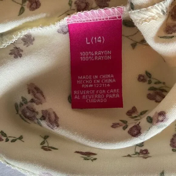 Dream Star A-Line  Knee Length Cream Floral Print Summer Dress Girls Size L - Picture 4 of 8